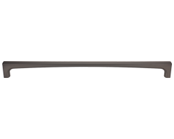 An Ash Gray Top Knobs Riverside appliance pull with a center-to-center length of 18 in.
